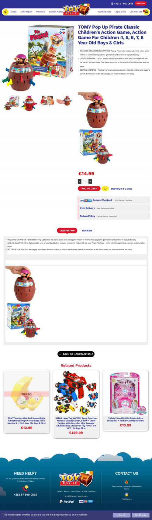 tomy pop up pirate game