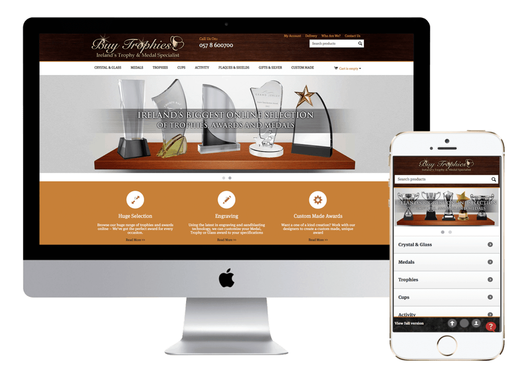 Buy Trophies Website and Phone Mockup