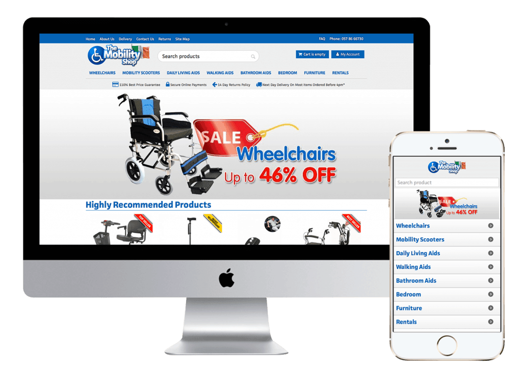 The Mobility Shop Website and Phone Mockup